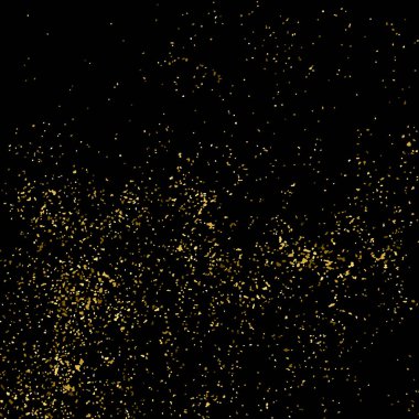 Altın parıltı doku üzerinde siyah kare izole. Amber parçacıklar renk. Kutlama arka plan. Altın patlama konfeti. Vektör çizim, eps 10.