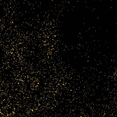 Altın parıltı doku üzerinde siyah kare izole. Amber parçacıklar renk. Kutlama arka plan. Altın patlama konfeti. Vektör çizim, eps 10.