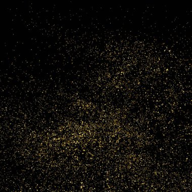 Altın parıltı doku üzerinde siyah kare izole. Amber parçacıklar renk. Kutlama arka plan. Altın patlama konfeti. Vektör çizim, eps 10.