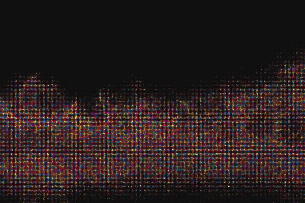 Gekleurde Halftoon Patroon Zwarte Achtergrond Explosie Van Confetti Vervagen Moderne — Stockvector