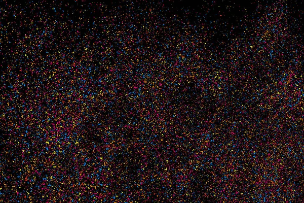 概要Confettiの爆発 黒の背景に隔離されたカラフルな粒状のテクスチャ 色のついた汚れやしみ ベクトルオーバーレイ要素 デジタル生成画像 イラスト Eps — ストックベクタ