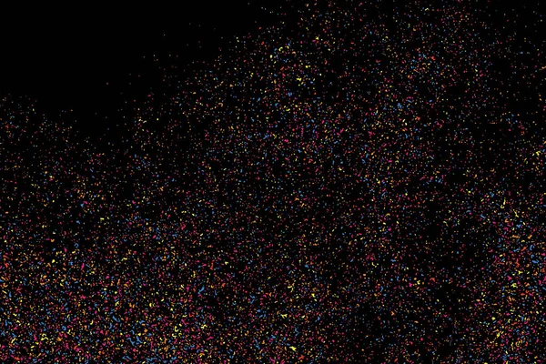 Explosión Abstracta Confetti Textura Grano Colorido Aislado Sobre Fondo Negro — Archivo Imágenes Vectoriales