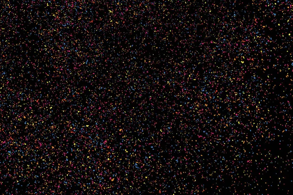 Explosión Abstracta Confetti Textura Grano Colorido Aislado Sobre Fondo Negro — Vector de stock