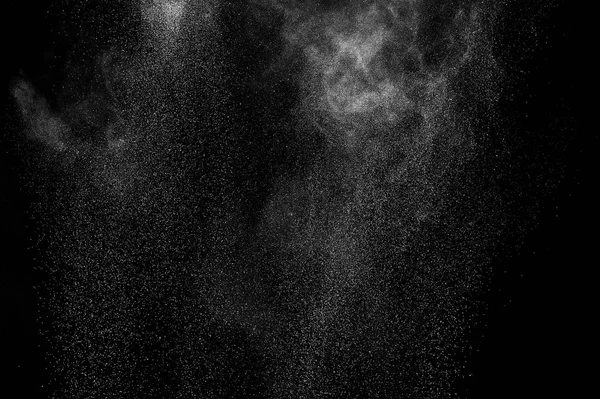Înghețați Mișcarea Particulelor Albe Fundalul Negru Explozie Pulbere Textura Abstractă — Fotografie, imagine de stoc