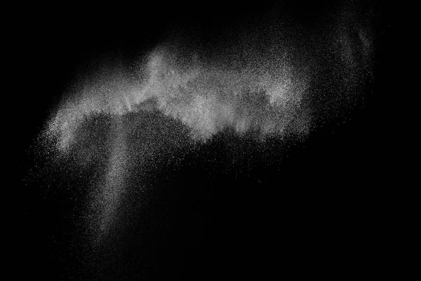 Freeze Motion White Particles Black Background Powder Explosion Abstract Dust — Stock Photo, Image