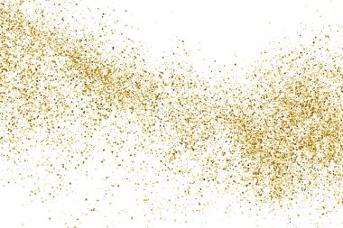 Beyazda izole edilmiş altın rengi parıltı dokusu. Amber Parçacık Rengi. Kutlama arkaplanı. Altın Konfeti Patlaması. Vektör İllüstrasyonu, Eps 10.