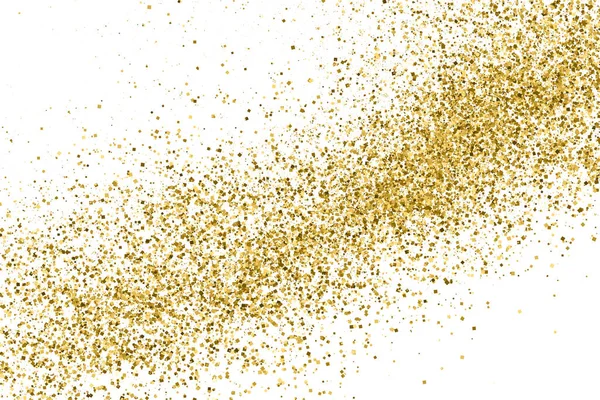ホワイトに分離されたゴールドグリッターテクスチャ 琥珀色の粒子 記念すべき背景 コンフェッティの黄金爆発 ベクターイラスト Eps — ストックベクタ