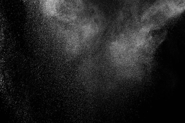 Freeze Motion White Particles Black Background Powder Explosion Abstract Dust — Stock Photo, Image