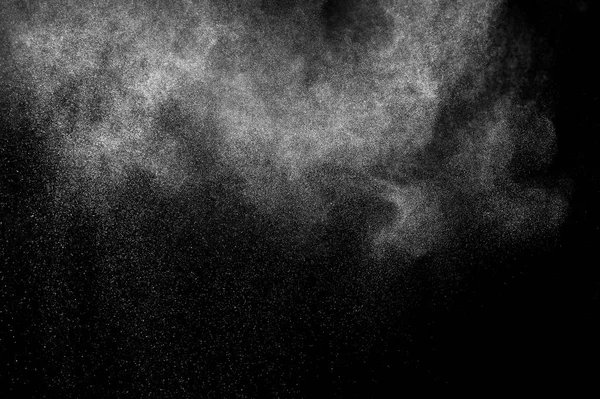 Freeze Motion White Particles Black Background Powder Explosion Abstract Dust — Stock Photo, Image