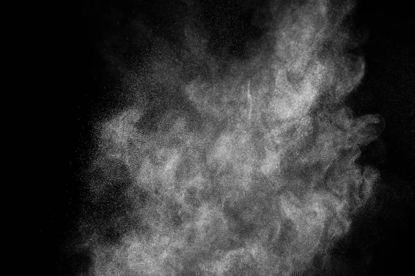 Πάγωμα Κίνησης Λευκών Σωματιδίων Μαύρο Φόντο Έκρηξη Αφηρημένη Υφή Επικάλυψης — Φωτογραφία Αρχείου