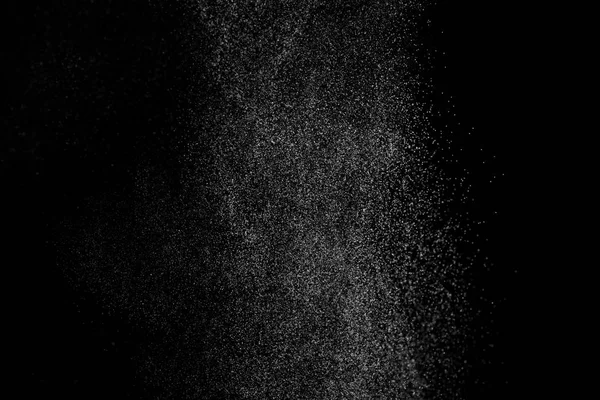 Abstrakcyjne Plamy Wody Czarnym Tle Zamrozić Ruch Białych Cząstek Deszcz — Zdjęcie stockowe