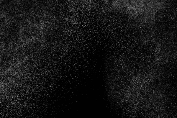 Siyah Arka Planda Soyut Sıçramaları Beyaz Parçacıkların Hareketlerini Dondur Yağmur — Stok fotoğraf