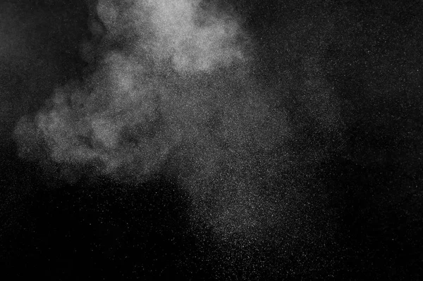 Bílý Prášek Exploze Černém Pozadí Abstraktní Textura Bílého Prachu — Stock fotografie