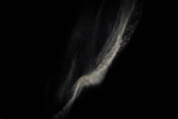 Explosion Sableuse Isolée Sur Fond Noir Nuage Particules Abstraites Élément — Photo