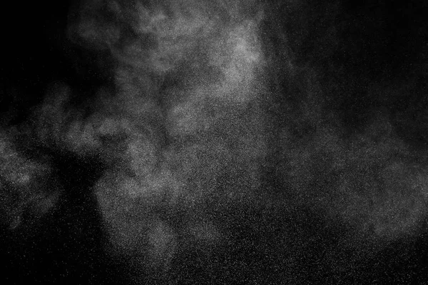 Explosão Branco Fundo Preto Textura Poeira Branca Abstrata — Fotografia de Stock