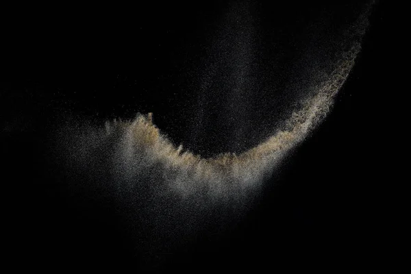 Sandy Exploze Izolované Černém Pozadí Abstraktní Částice Mrak Textury Prvek — Stock fotografie