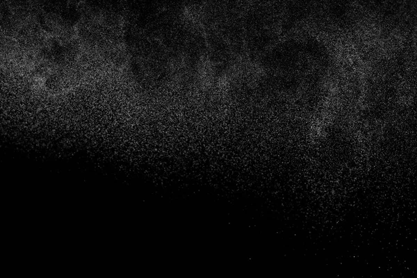 Schizzi Astratti Acqua Fondo Nero Movimento Congelamento Delle Particelle Bianche — Foto Stock