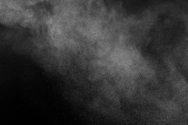 Explosion Von Weißem Pulver Auf Schwarzem Hintergrund Abstrakte Staubstruktur — Stockfoto