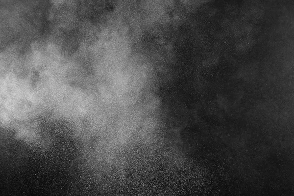 Λευκή Σκόνη Έκρηξη Μαύρο Φόντο Αφηρημένη Σκόνη Υφή — Φωτογραφία Αρχείου