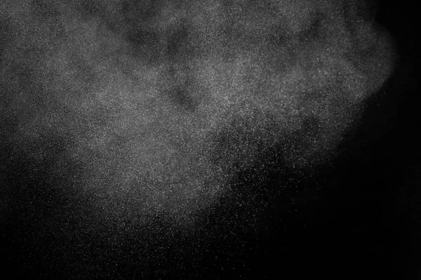 Bílý Prášek Exploze Černém Pozadí Abstraktní Prach Textura — Stock fotografie