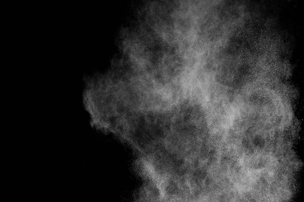 黑色背景的白色粉末爆炸 摘要白色灰尘纹理 — 图库照片