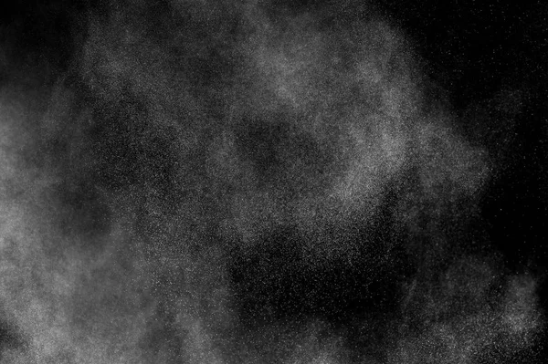 Explosão Branco Fundo Preto Textura Poeira Branca Abstrata — Fotografia de Stock