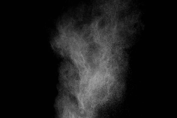 White Powder Explosion Black Background Abstract White Dust Texture — Stock Photo, Image