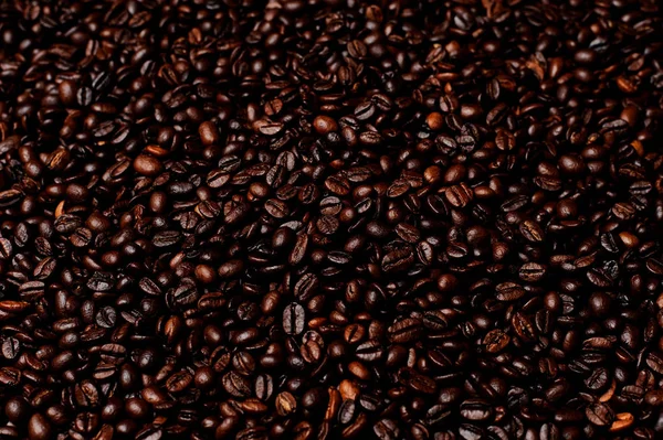 咖啡豆特写背景 烤咖啡粒 — 图库照片