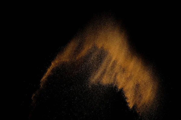 Sandy Explosion Isoliert Auf Schwarzem Hintergrund Abstrakte Sandwolke — Stockfoto