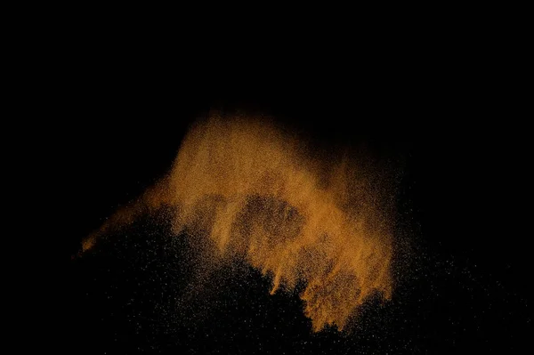 Explosão Areia Isolada Fundo Preto Nuvem Areia Abstrata — Fotografia de Stock