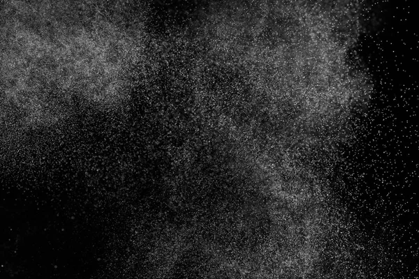 Schizzi Astratti Acqua Fondo Nero Movimento Congelamento Delle Particelle Bianche — Foto Stock