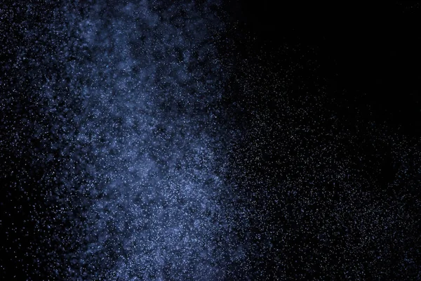 Salpicaduras Azules Abstractas Agua Sobre Fondo Negro Congelar Movimiento Partículas —  Fotos de Stock