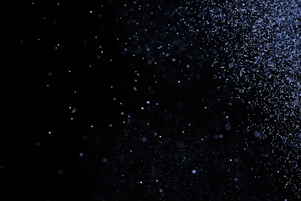 Salpicaduras Azules Abstractas Agua Sobre Fondo Negro Congelar Movimiento Partículas — Foto de Stock