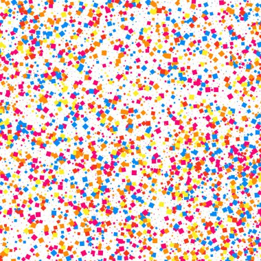 Renkli konfeti patlaması. Beyaz arkaplanda izole edilmiş tahıllı, çok renkli doku. Düz tasarım elemanı. Vektör illüstrasyonuName.