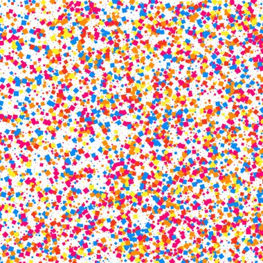 Renkli konfeti patlaması. Beyaz arkaplanda izole edilmiş tahıllı, çok renkli doku. Düz tasarım elemanı. Vektör illüstrasyonuName.