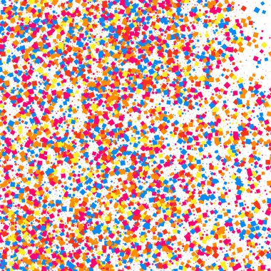 Renkli konfeti patlaması. Beyaz arkaplanda izole edilmiş tahıllı, çok renkli doku. Düz tasarım elemanı. Vektör illüstrasyonuName.