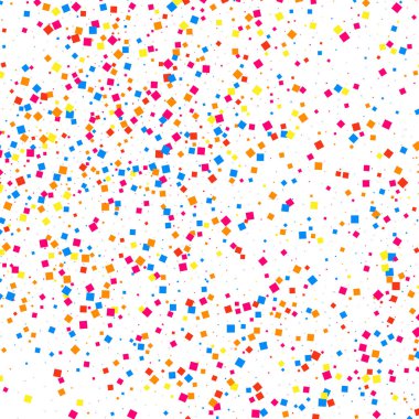 Renkli konfeti patlaması. Beyaz arkaplanda izole edilmiş tahıllı, çok renkli doku. Düz tasarım elemanı. Vektör illüstrasyonuName.