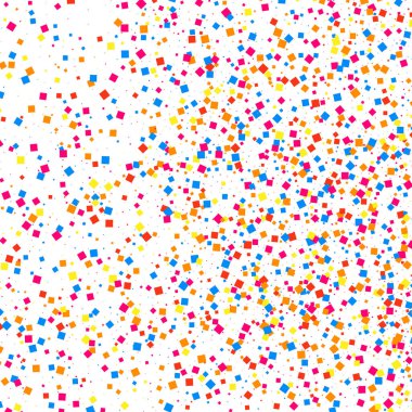 Renkli konfeti patlaması. Beyaz arkaplanda izole edilmiş tahıllı, çok renkli doku. Düz tasarım elemanı. Vektör illüstrasyonuName.