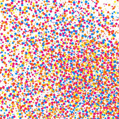 Renkli konfeti patlaması. Beyaz arkaplanda izole edilmiş tahıllı, çok renkli doku. Düz tasarım elemanı. Vektör illüstrasyonuName.