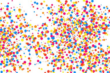 Renkli konfeti patlaması. Beyaz arkaplanda izole edilmiş tahıllı, çok renkli doku. Düz tasarım elemanı. Vektör illüstrasyonuName.