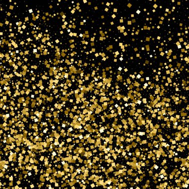 Altın glitter doku siyah izole. Amber parçacıklar renk. Kutlama arka plan. Altın patlama konfeti. Vektör çizim, eps 10.