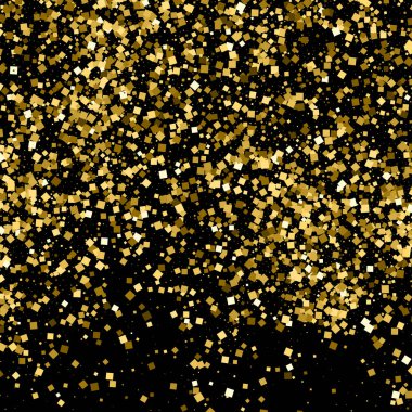 Altın glitter doku siyah izole. Amber parçacıklar renk. Kutlama arka plan. Altın patlama konfeti. Vektör çizim, eps 10.