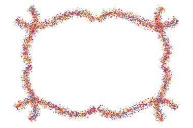 Beyaz arka plan üzerinde izole renkli çerçeve. Renkli patlama konfeti. Düz tasarım öğesi. Vektör çizim, eps 10.