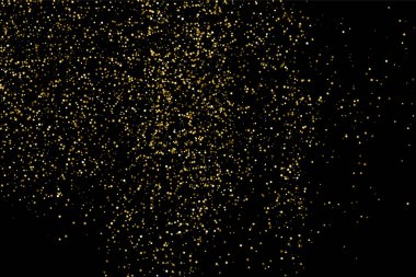 Altın glitter doku siyah izole. Amber parçacıklar renk. Kutlama arka plan. Altın patlama konfeti. Vektör çizim, eps 10.