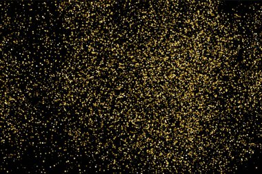 Altın glitter doku siyah izole. Amber parçacıklar renk. Kutlama arka plan. Altın patlama konfeti. Vektör çizim, eps 10.