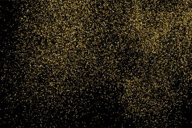 Altın glitter doku siyah izole. Amber parçacıklar renk. Kutlama arka plan. Altın patlama konfeti. Vektör çizim, eps 10.