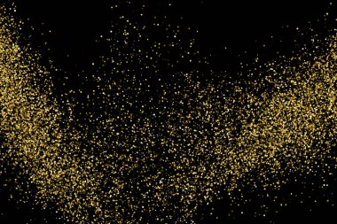 Altın glitter doku siyah izole. Amber parçacıklar renk. Kutlama arka plan. Altın patlama konfeti. Vektör çizim, eps 10.