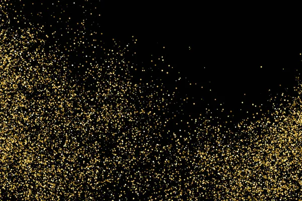 Gold Glitzertextur Isoliert Auf Schwarz Bernstein Teilchen Farbe Feierlicher Hintergrund — Stockvektor