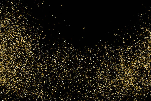 Altın glitter doku siyah izole. Amber parçacıklar renk. Kutlama arka plan. Altın patlama konfeti. Vektör çizim, eps 10.