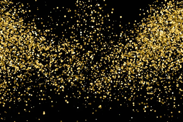 Gold Glitzertextur Isoliert Auf Schwarz Bernstein Teilchen Farbe Feierlicher Hintergrund — Stockvektor